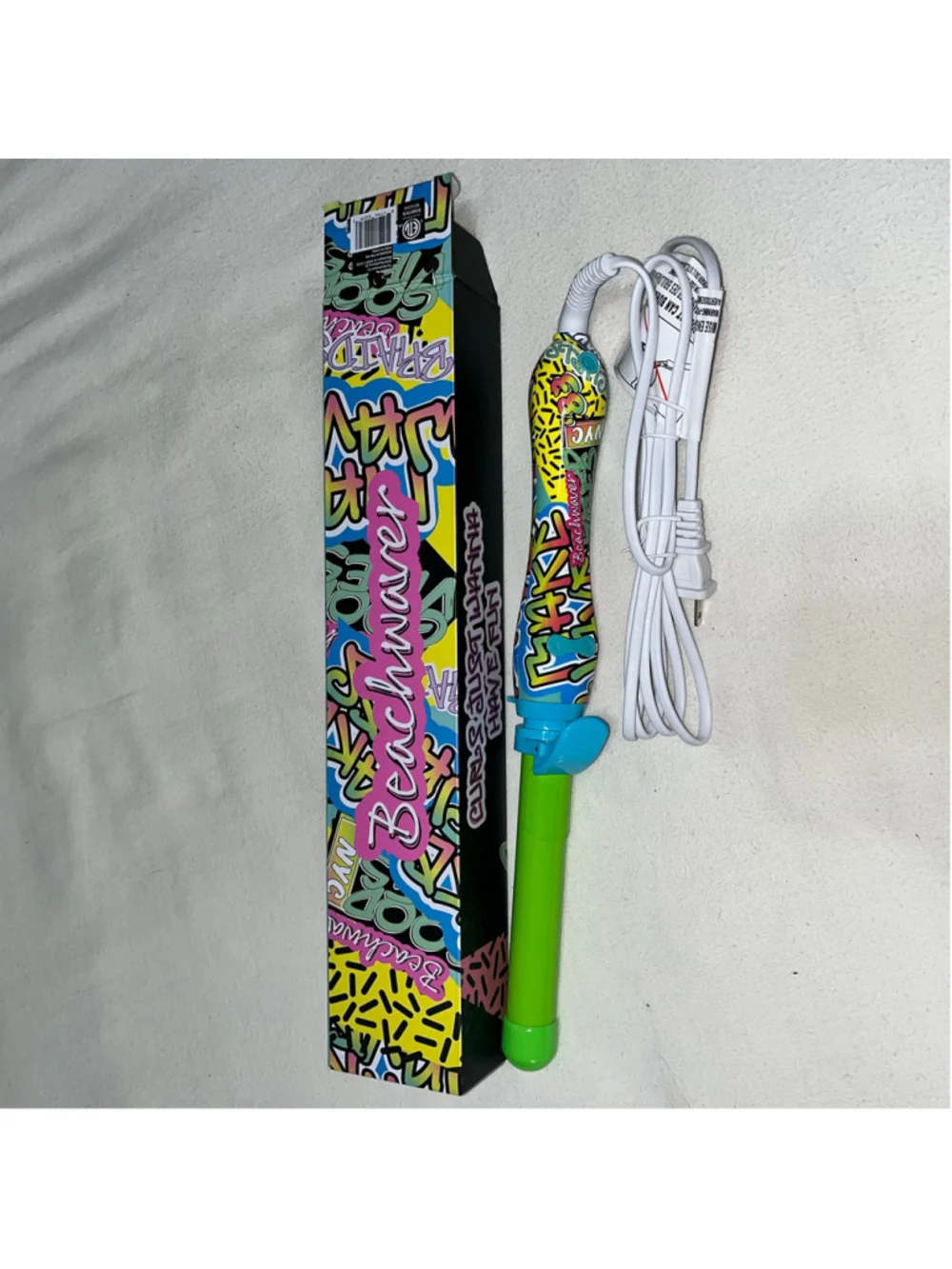 Beachwaver B1 Rotating Curling Iron Turquoise Cactus Print 1” Barrel New